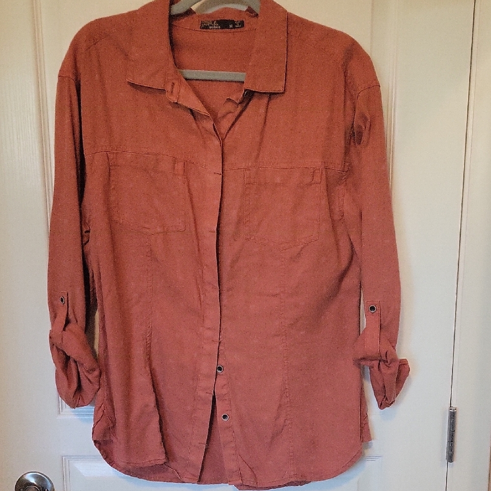 Prana Women's Button Down Shirt - Rust Orange